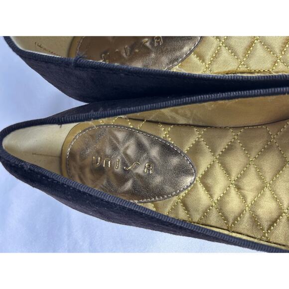 Unisa  dark black Velvet Flats Gold Embroidered Badger Womens 7 academia￼ - Picture 9 of 9
